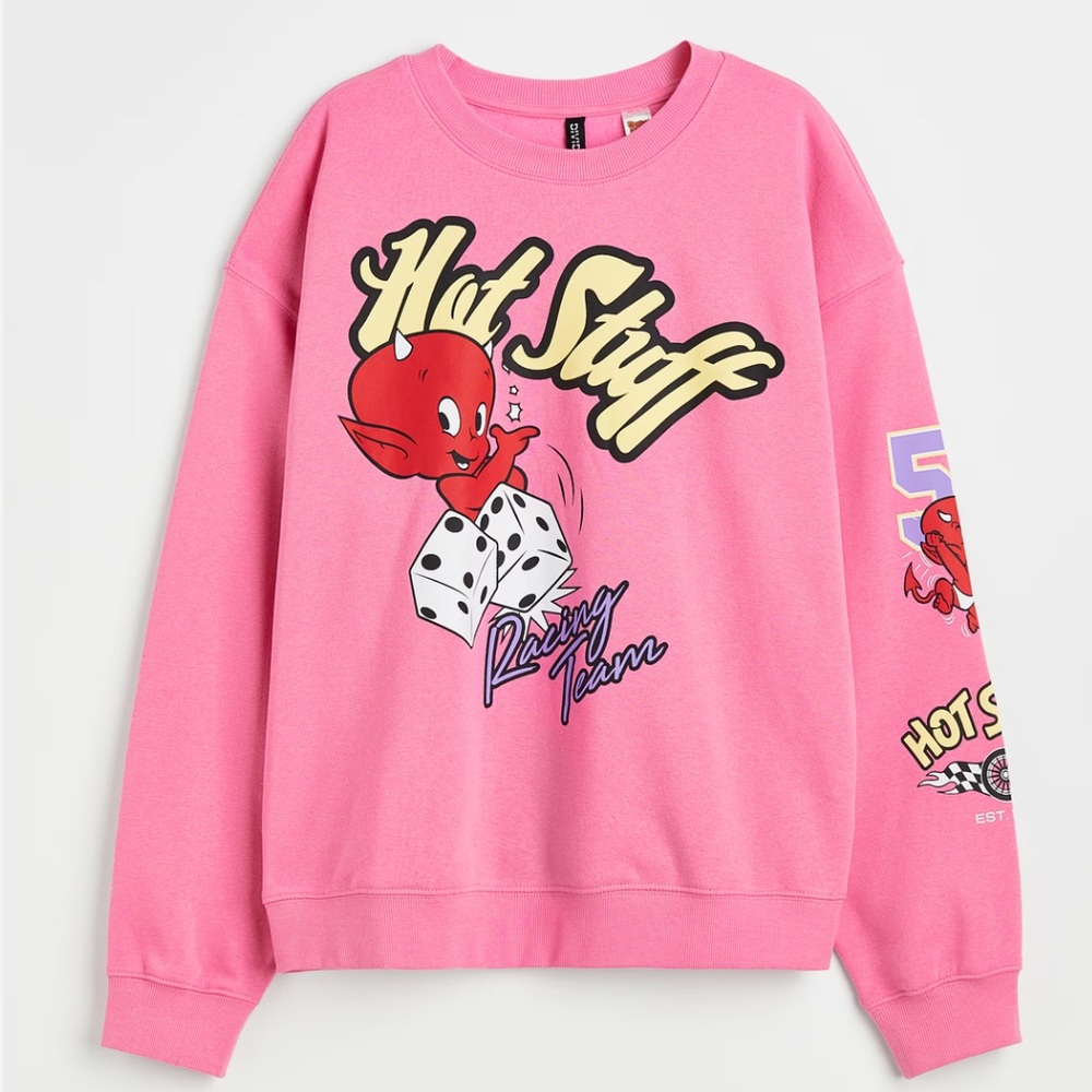 H&M Hot Pink Graphic Sweatshirt - Preloved